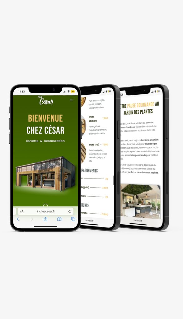 Mockup mobile du site web de Chez César