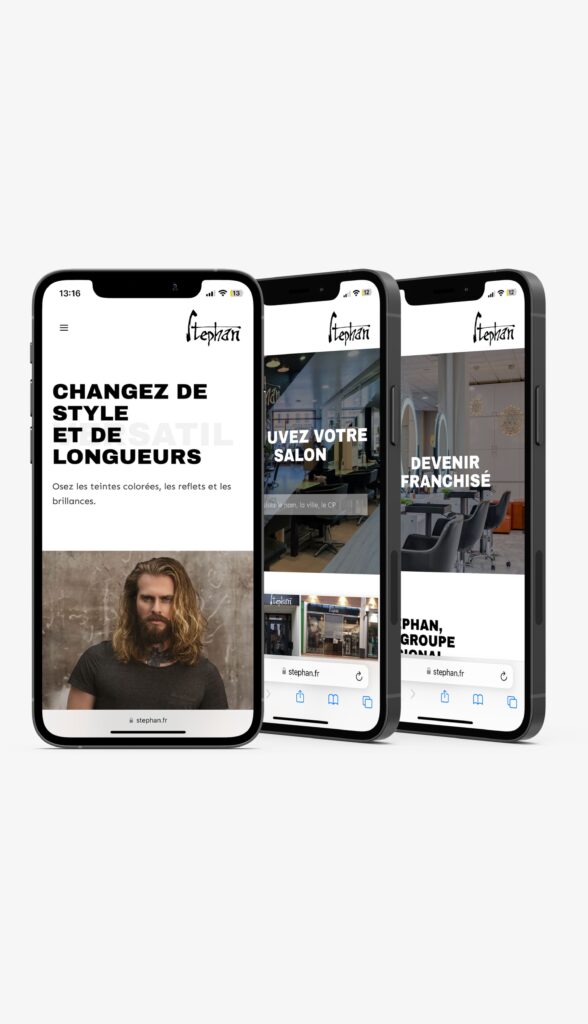 Mockup mobile du site web de Stephan coiffure